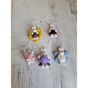 Eddie Walker spring miniature Easter Bunny flower ladybug butterfly ornament set
